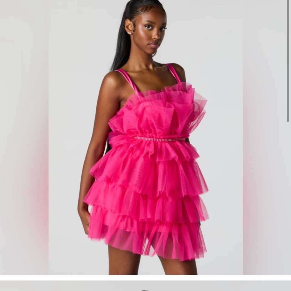 Streetwear Society - Vibrant Pink Tulle Cocktail Dress - L